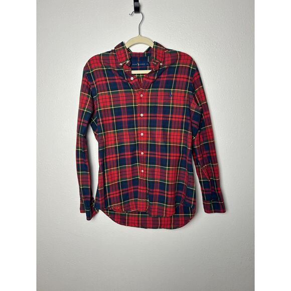 Ralph Lauren Men’s Shirt sz S Red Yellow Blue Plaid Casual Button Up Blue Logo - Picture 1 of 5